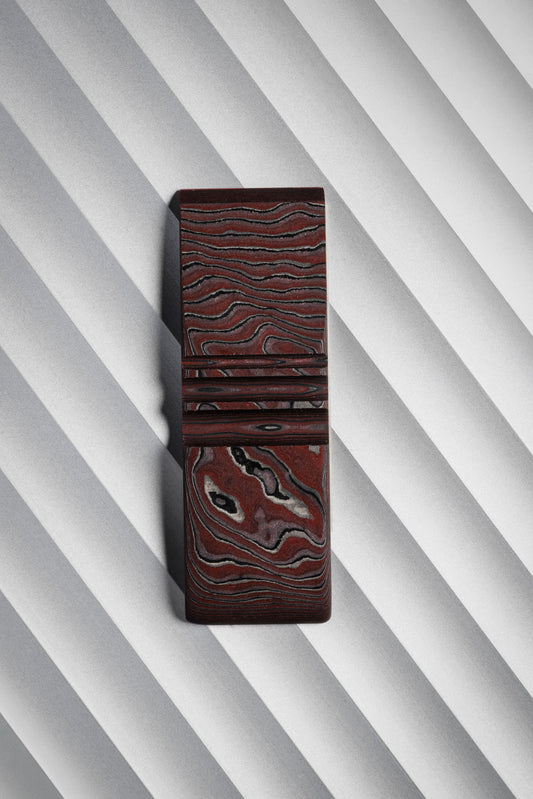 Black, Red (0.5:1) Single Side Damascus