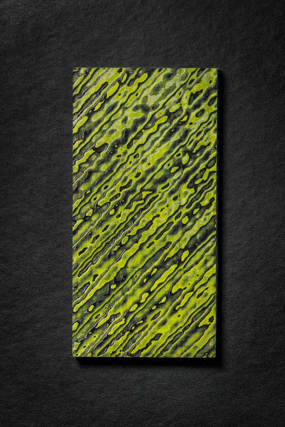 Black, Neon Green (0.5:1) Single Side Damascus