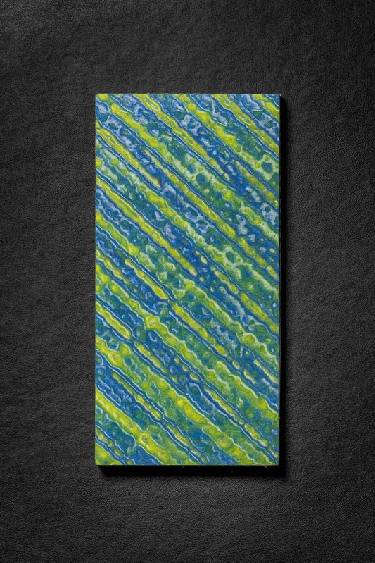 Dark Blue, Neon Green (1:1) Double Side Damascus