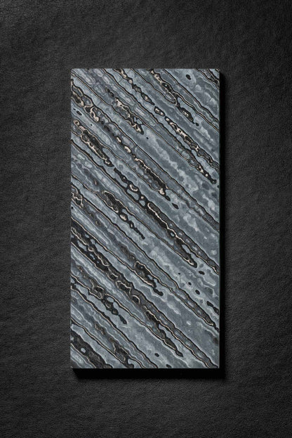 White, Grey, Black (1:1:1) Single Side Damascus