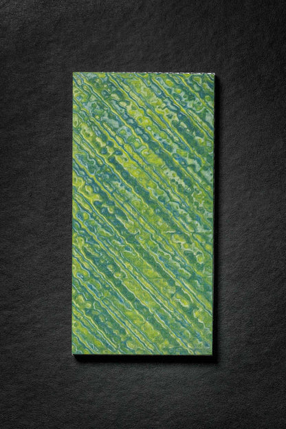Dark Blue, Neon Green (1:1) Double Side Damascus