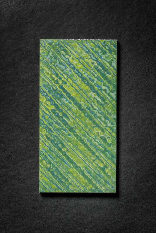Dark Blue, Neon Green (2:1) Double Side Damascus
