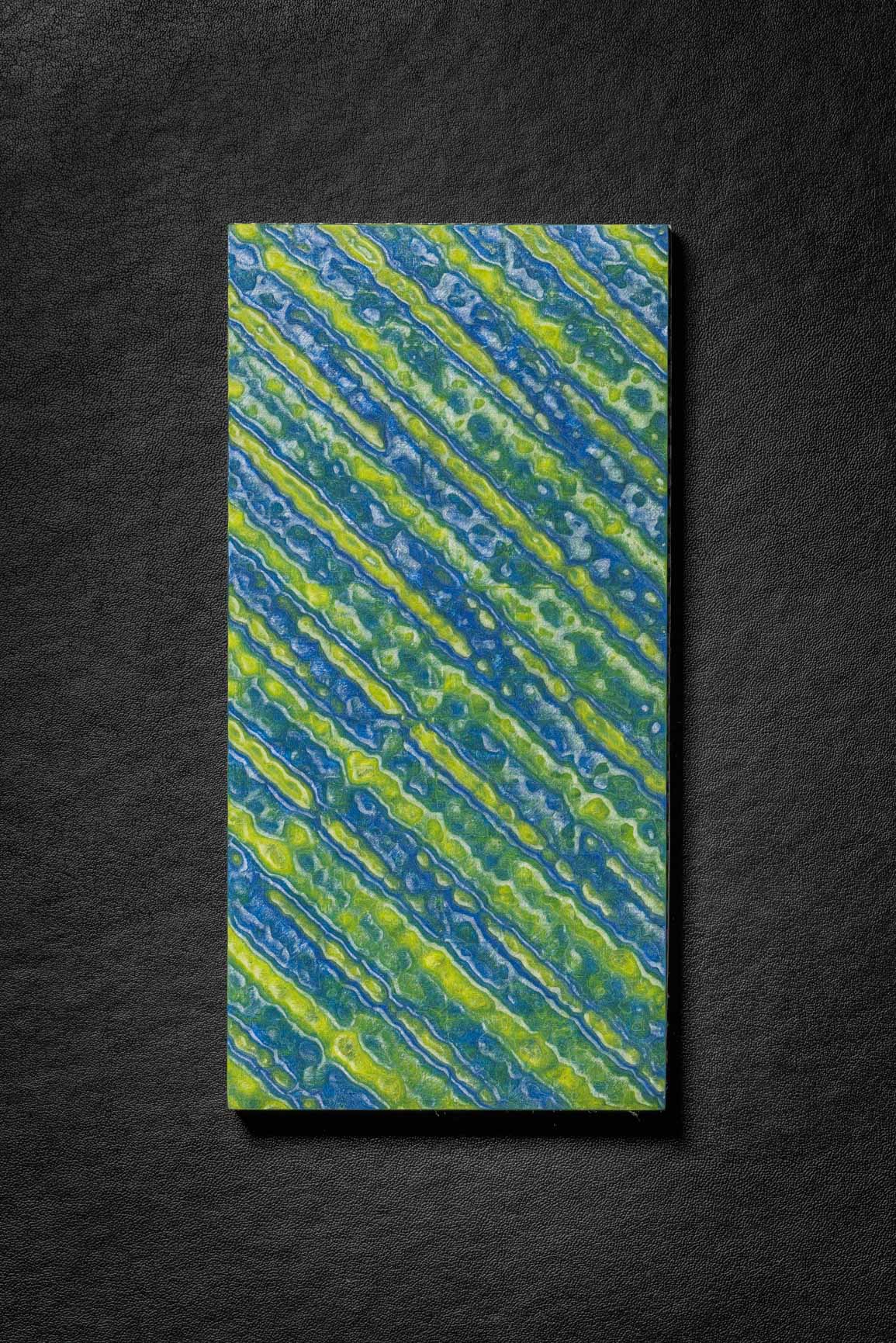 Dark Blue, Neon Green (2:1) Double Side Damascus