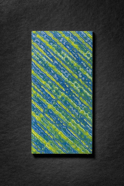 Dark Blue, Neon Green (2:1) Double Side Damascus