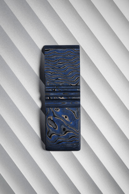 Black, Dark Blue (0.5:1) Single Side Damascus