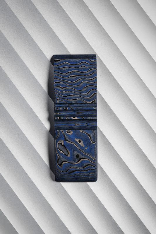 Black, Dark Blue (0.5:1) Single Side Damascus