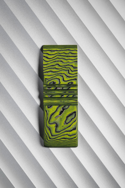 Black, Neon Green (0.5:1) Single Side Damascus