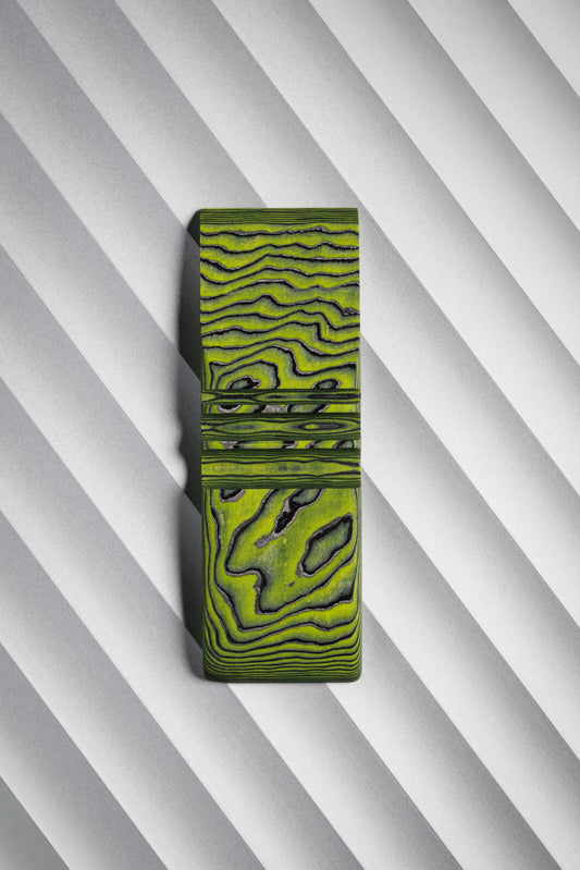 Black, Neon Green (0.5:1) Single Side Damascus