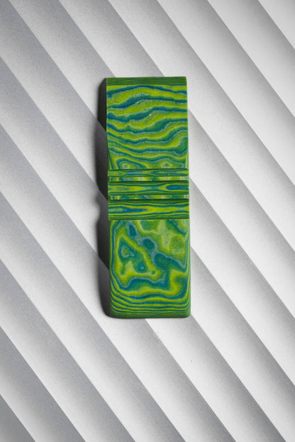Dark Blue, Neon Green (1:1) Double Side Damascus