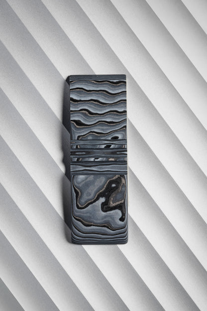 White, Grey, Black (1:1:1) Single Side Damascus