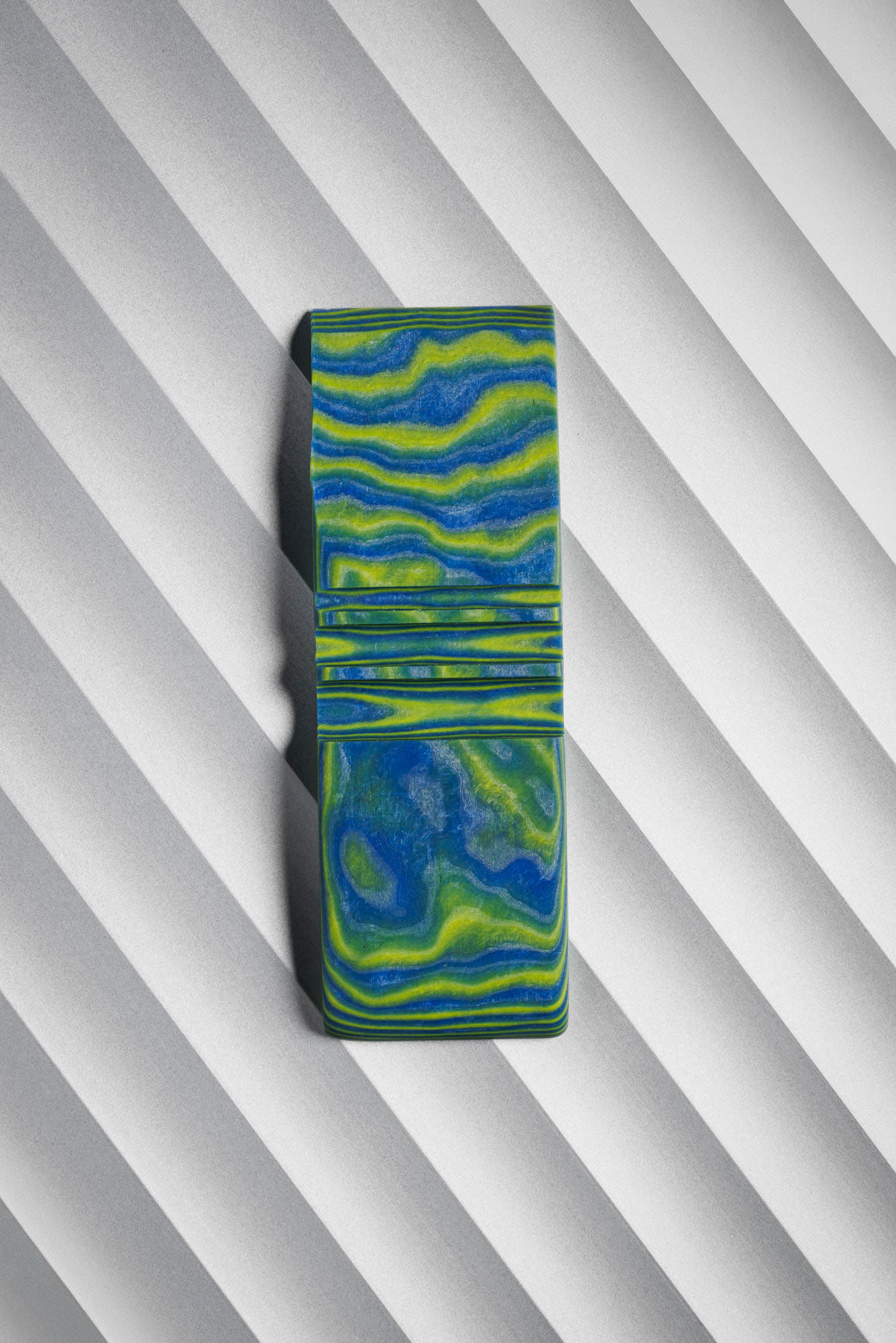 Dark Blue, Neon Green (2:1) Double Side Damascus